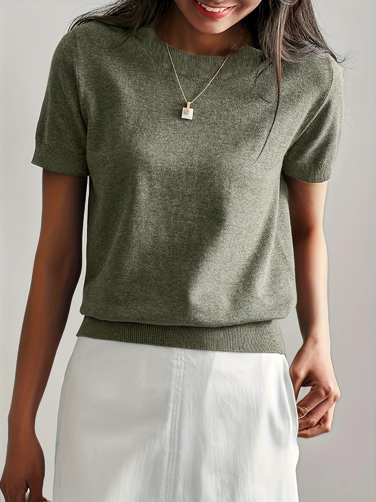 Soft Whispers Ribbed Hem Knit Tee