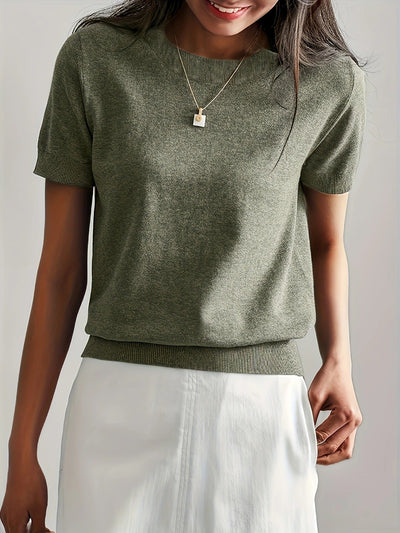 Soft Whispers Ribbed Hem Knit Tee
