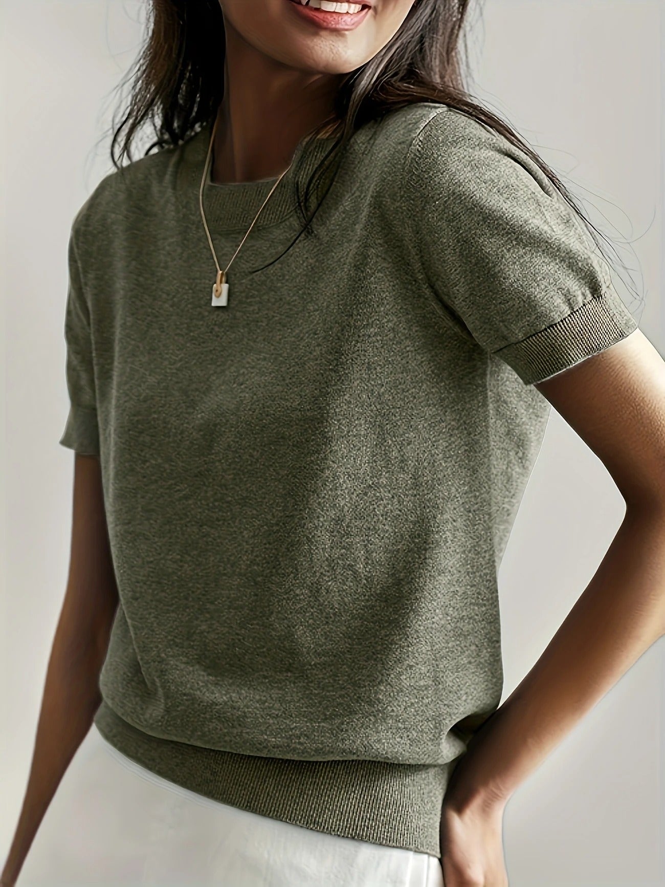 Soft Whispers Ribbed Hem Knit Tee