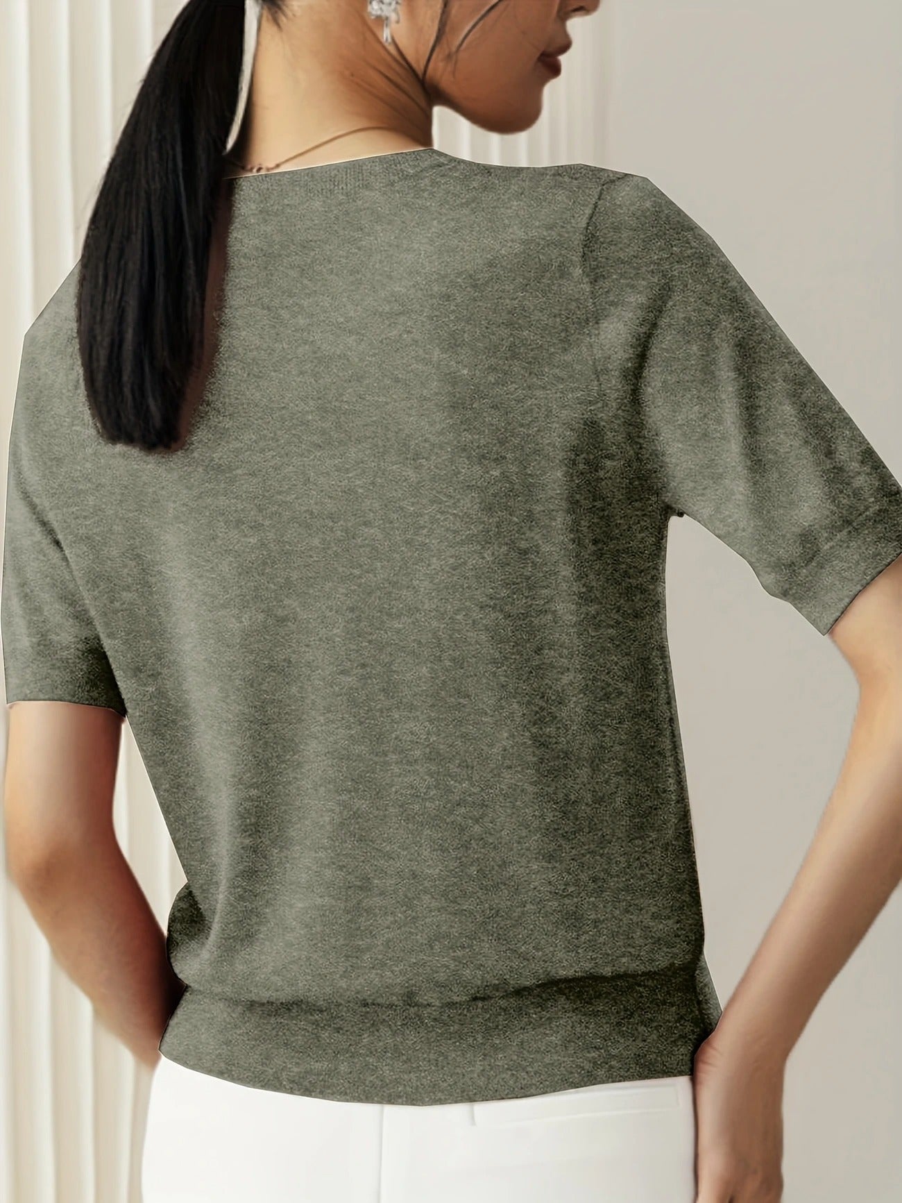 Soft Whispers Ribbed Hem Knit Tee