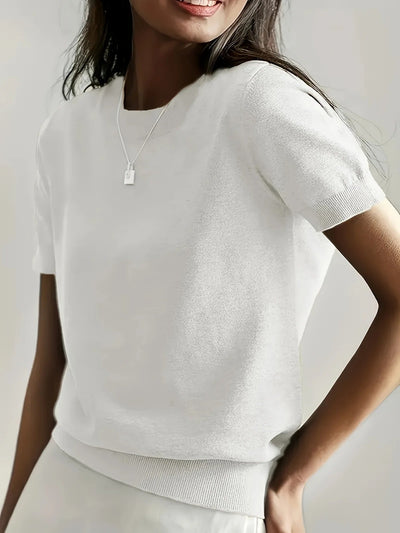 Soft Whispers Ribbed Hem Knit Tee