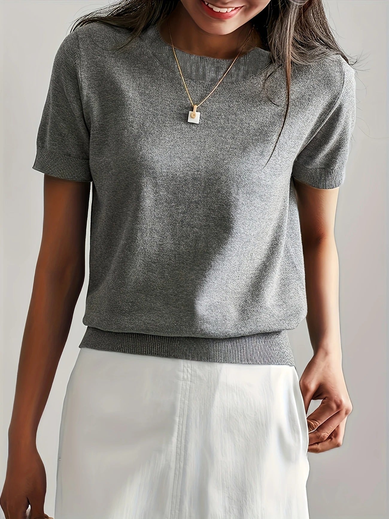 Soft Whispers Ribbed Hem Knit Tee