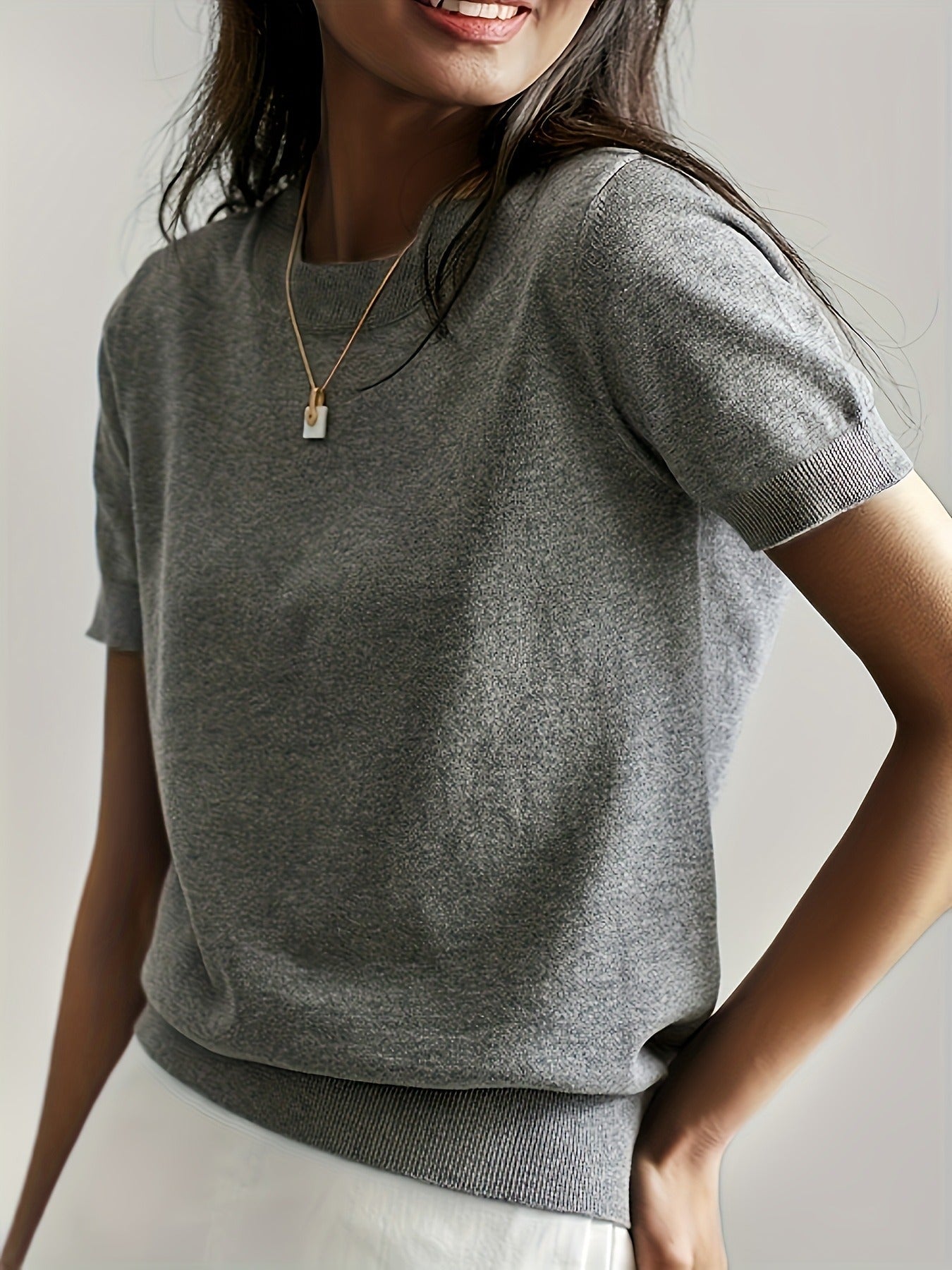 Soft Whispers Ribbed Hem Knit Tee