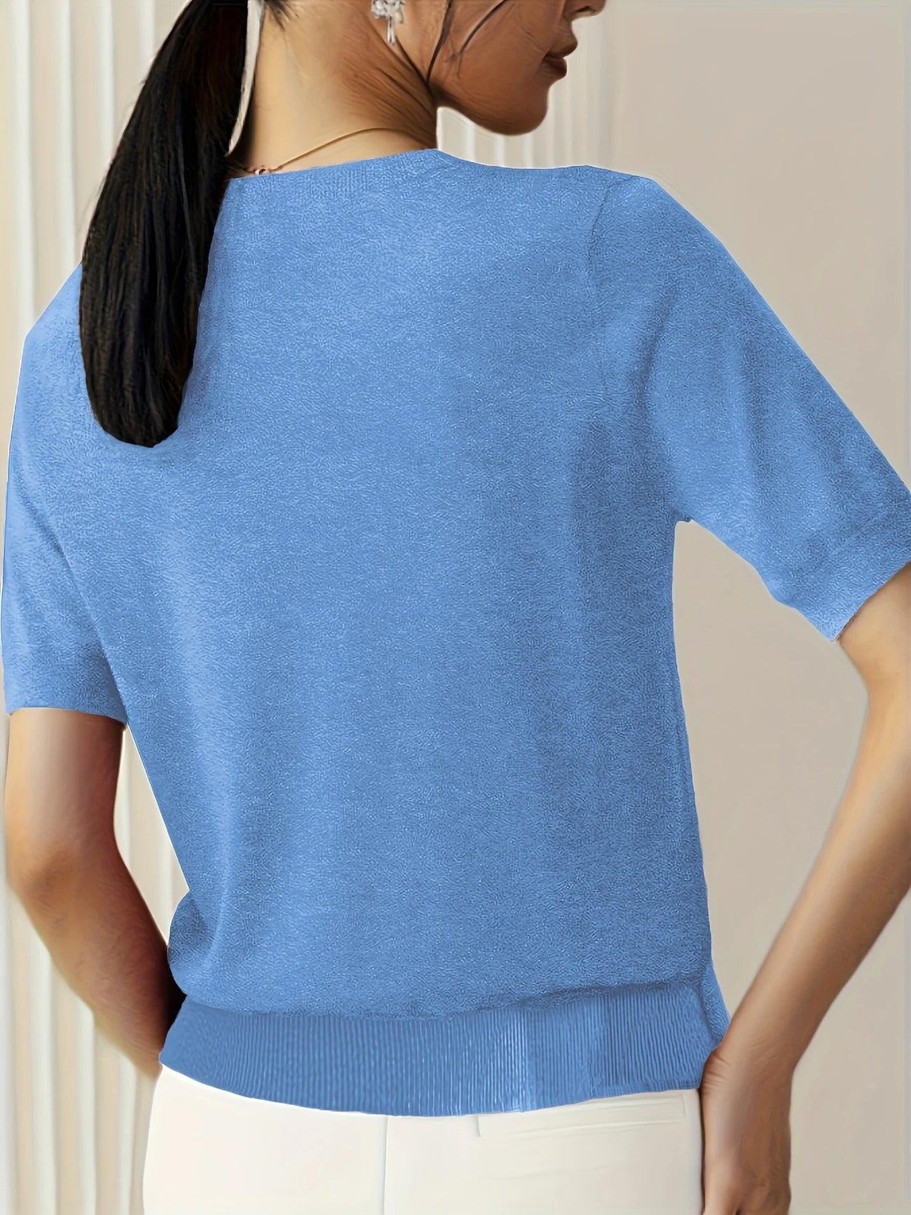 Soft Whispers Ribbed Hem Knit Tee