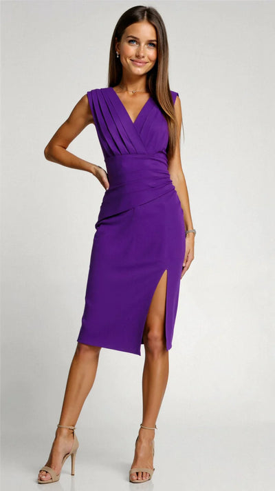 Sophisticated Grace Wrap Midi Dress