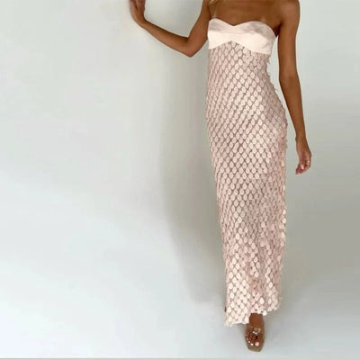 Sparkle Teardrop Tube Maxi Dress