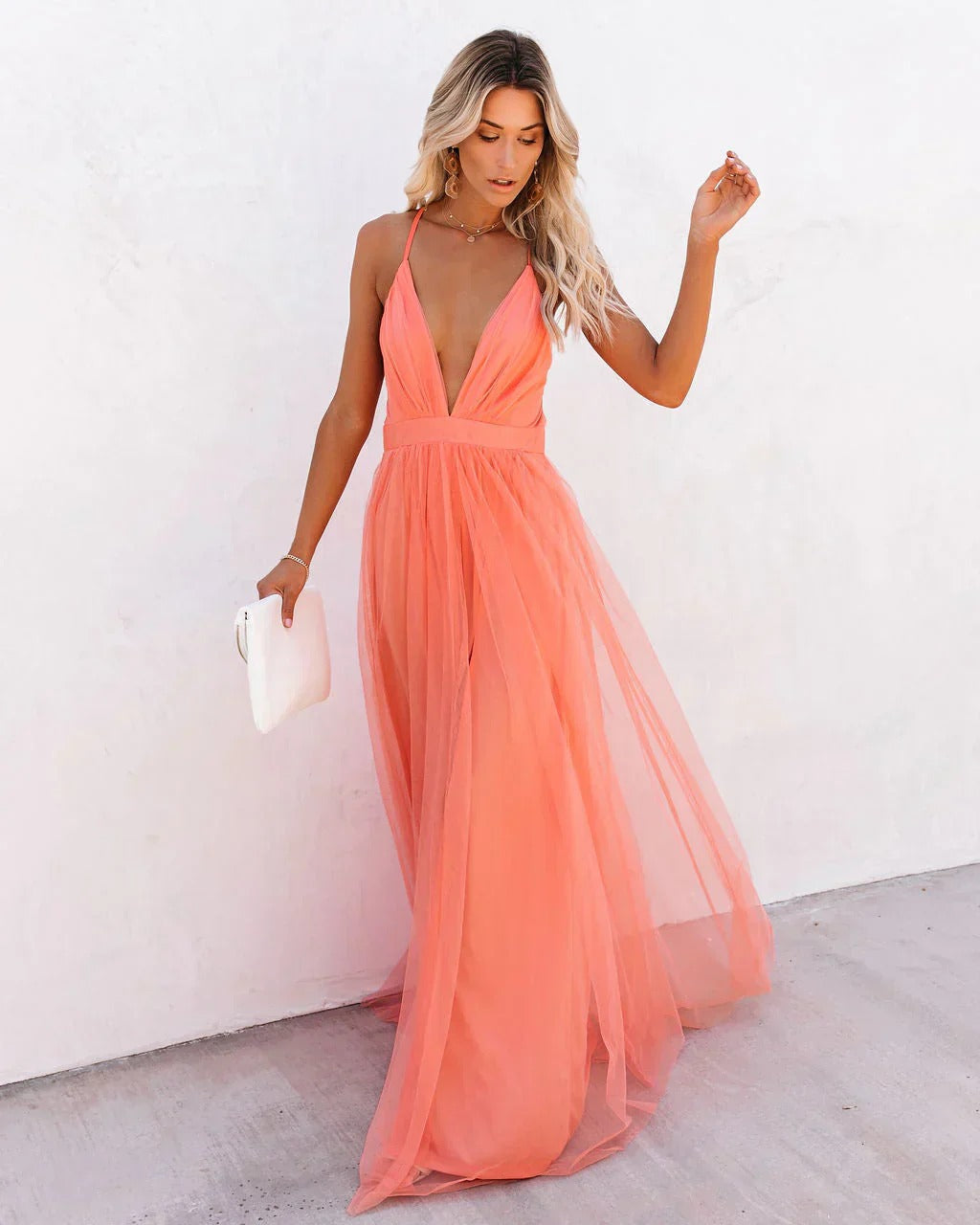 Summer Muse Plunge Backless Maxi Dress