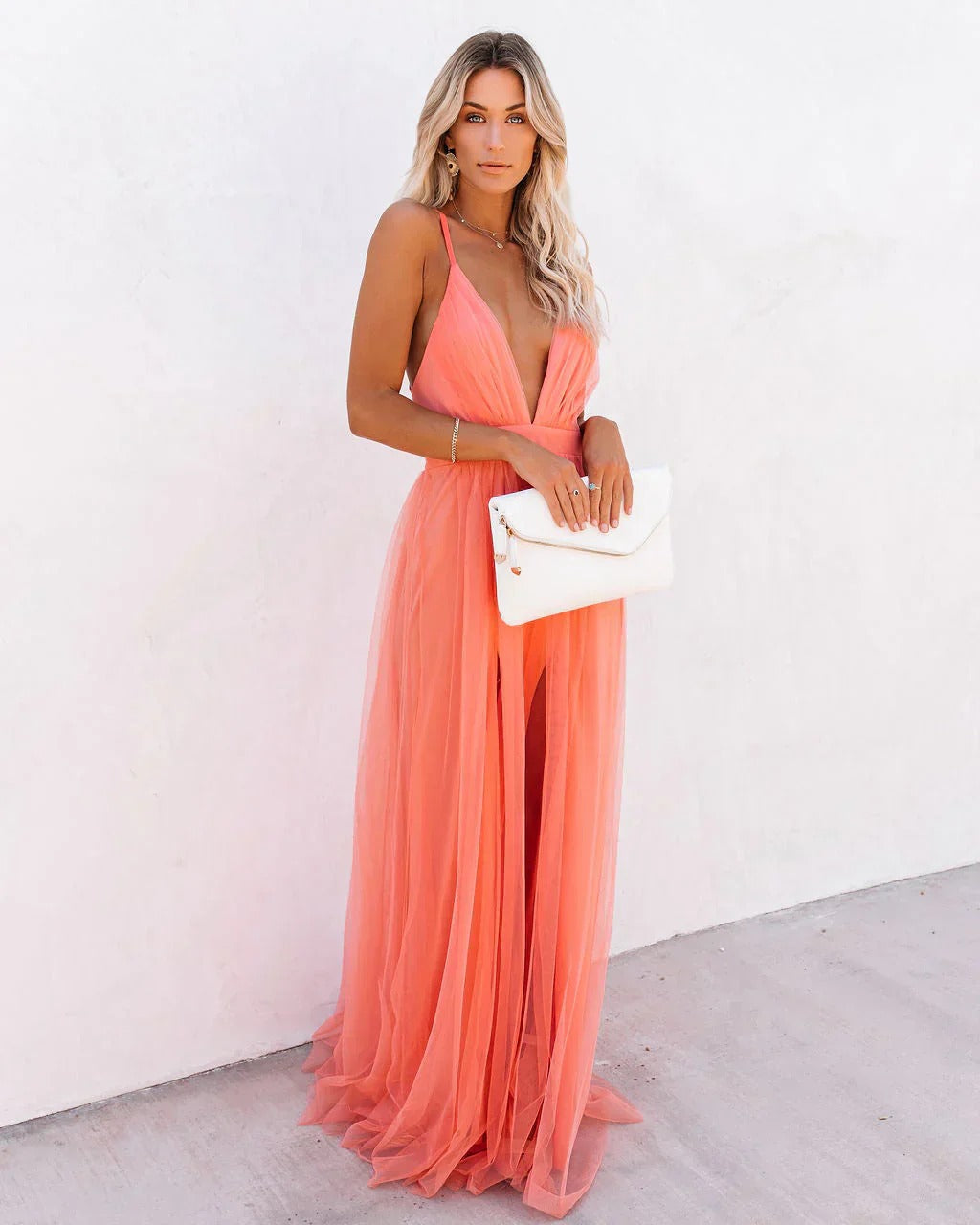Summer Muse Plunge Backless Maxi Dress