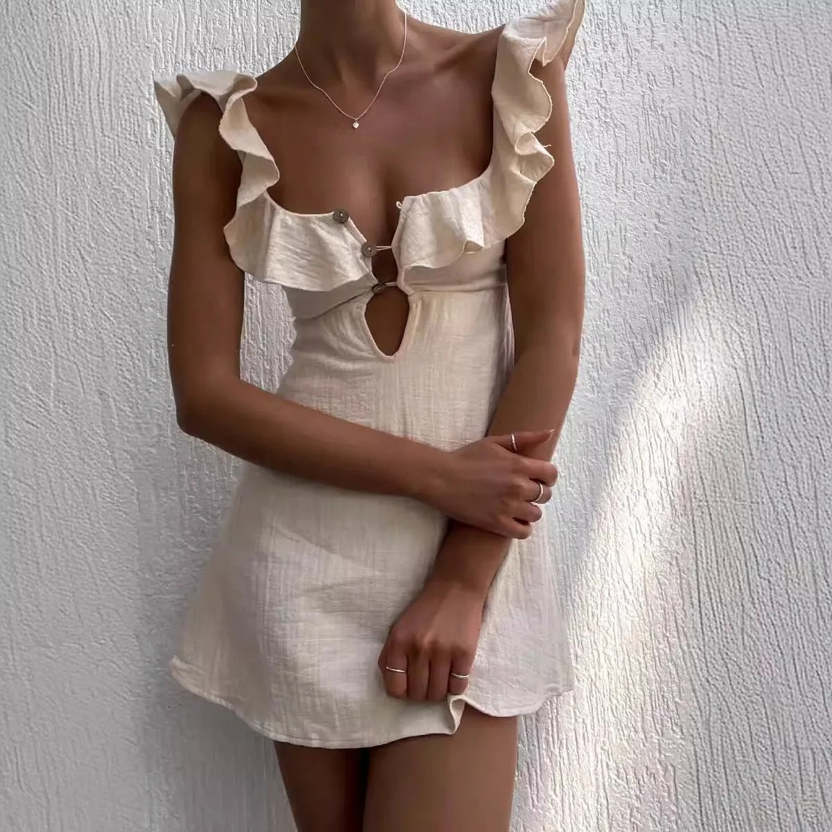 Summer Muse Ruffle Cut-Out Mini Dress