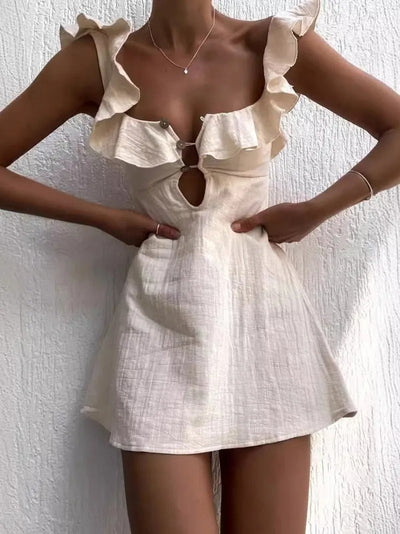 Summer Muse Ruffle Cut-Out Mini Dress