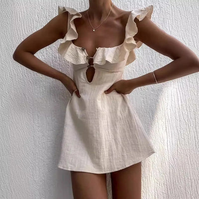 Summer Muse Ruffle Cut-Out Mini Dress