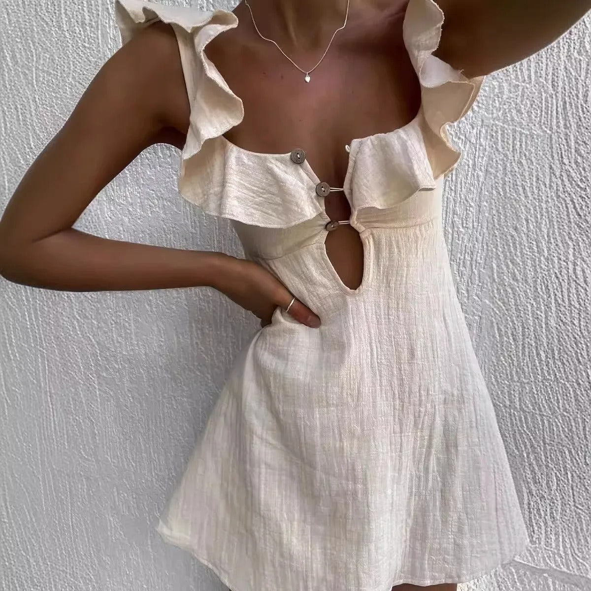Summer Muse Ruffle Cut-Out Mini Dress