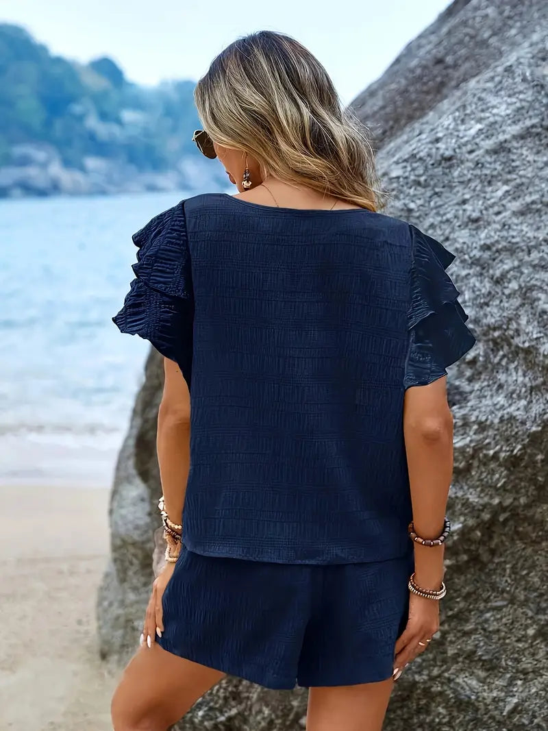 Sun-Kissed Ruffle Belted Playsuit