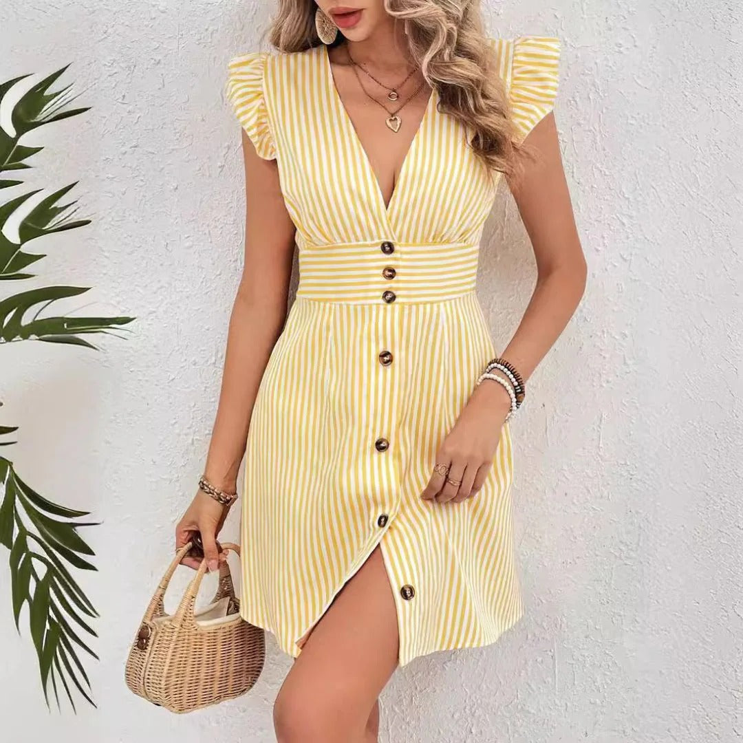 Sunlit Escape Button-Front Mini Dress
