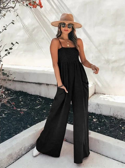 Sunlit Escape Smocked Wide-Leg Jumpsuit