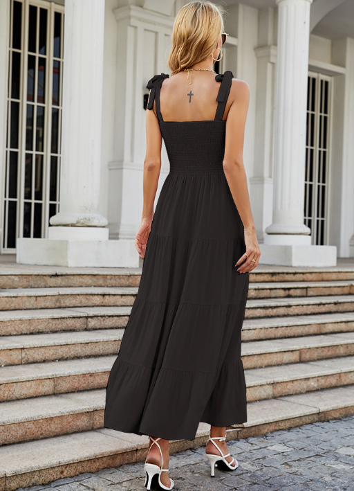 Sunlit Grace Tie-Strap Summer Maxi Dress