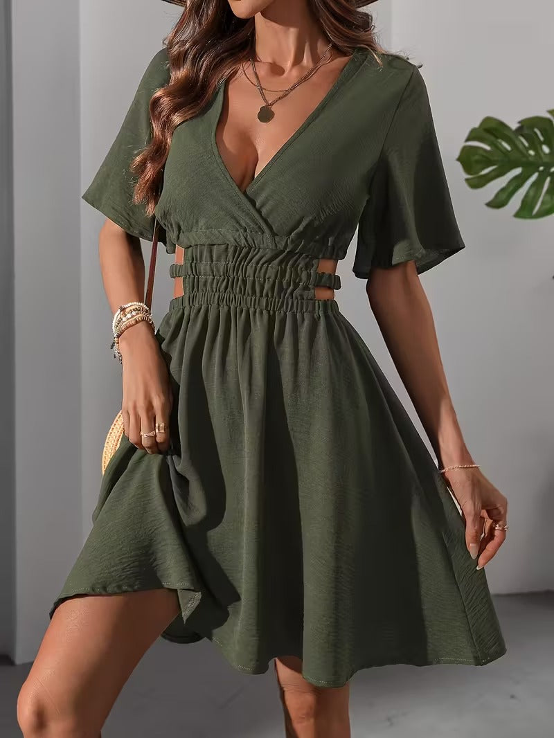 Sunlit Whimsy Cutout Summer Dress