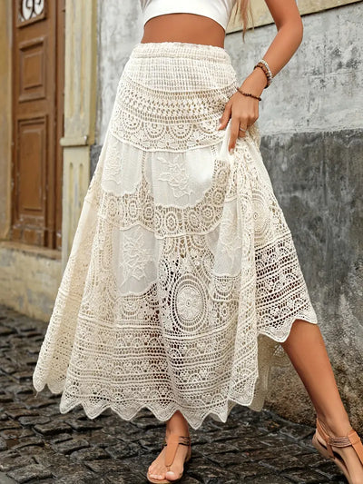 Sunlit Whimsy Lace Panel Maxi Skirt