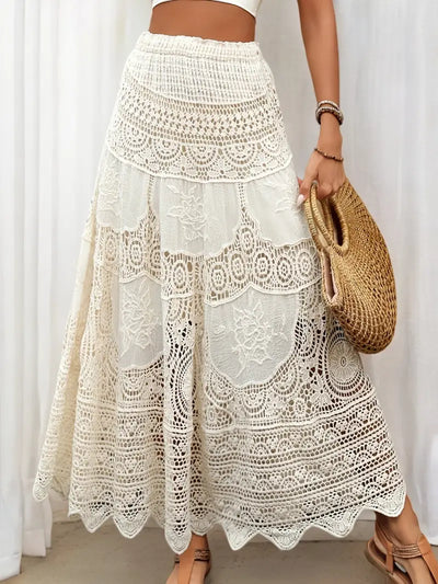 Sunlit Whimsy Lace Panel Maxi Skirt