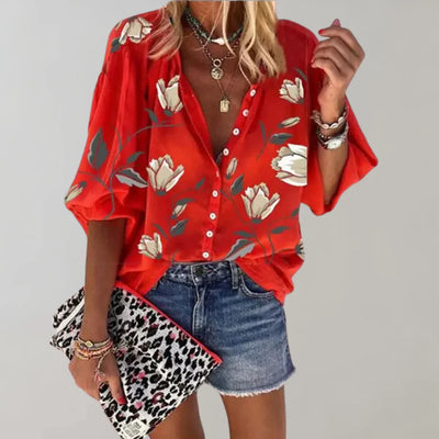 Sunset Bloom Relaxed Floral Blouse