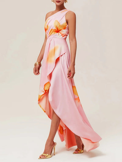 Sunset Bloom Ruffle Maxi Dress