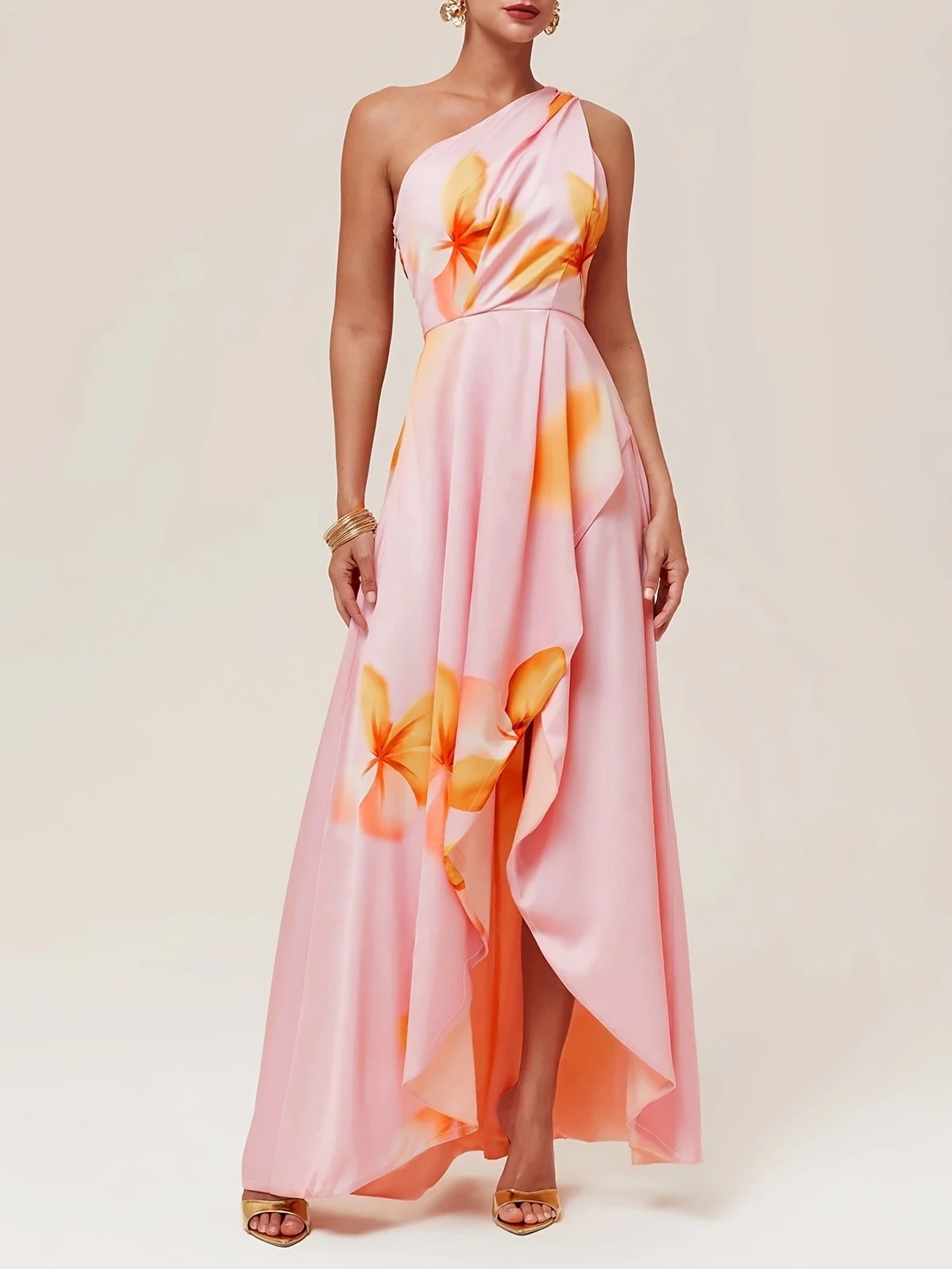Sunset Bloom Ruffle Maxi Dress
