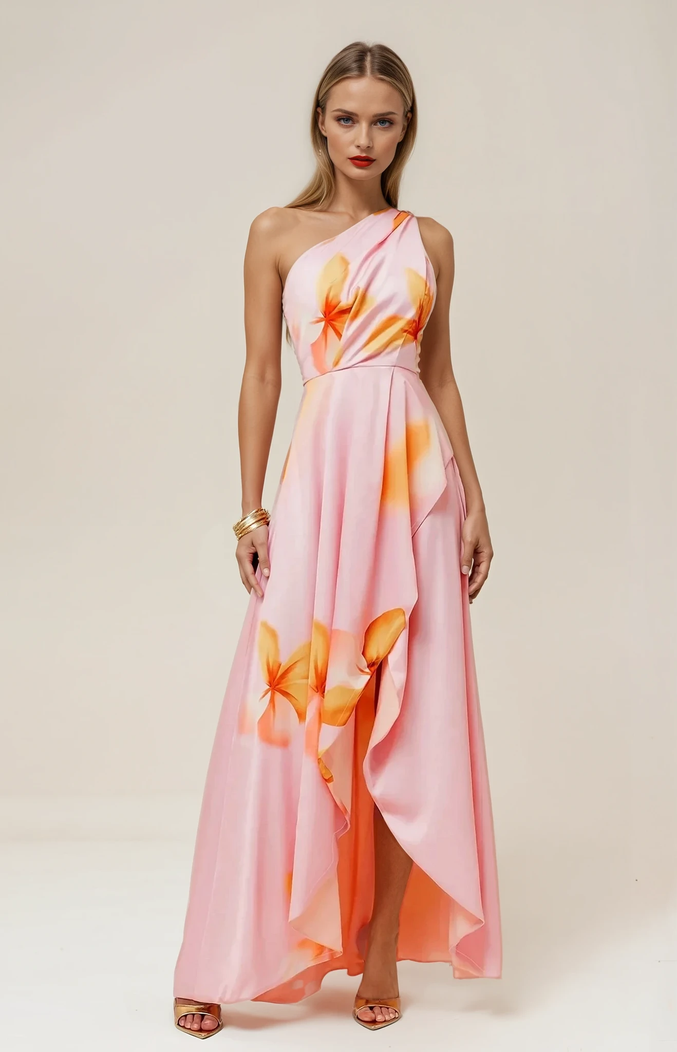 Sunset Bloom Ruffle Maxi Dress
