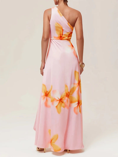 Sunset Bloom Ruffle Maxi Dress