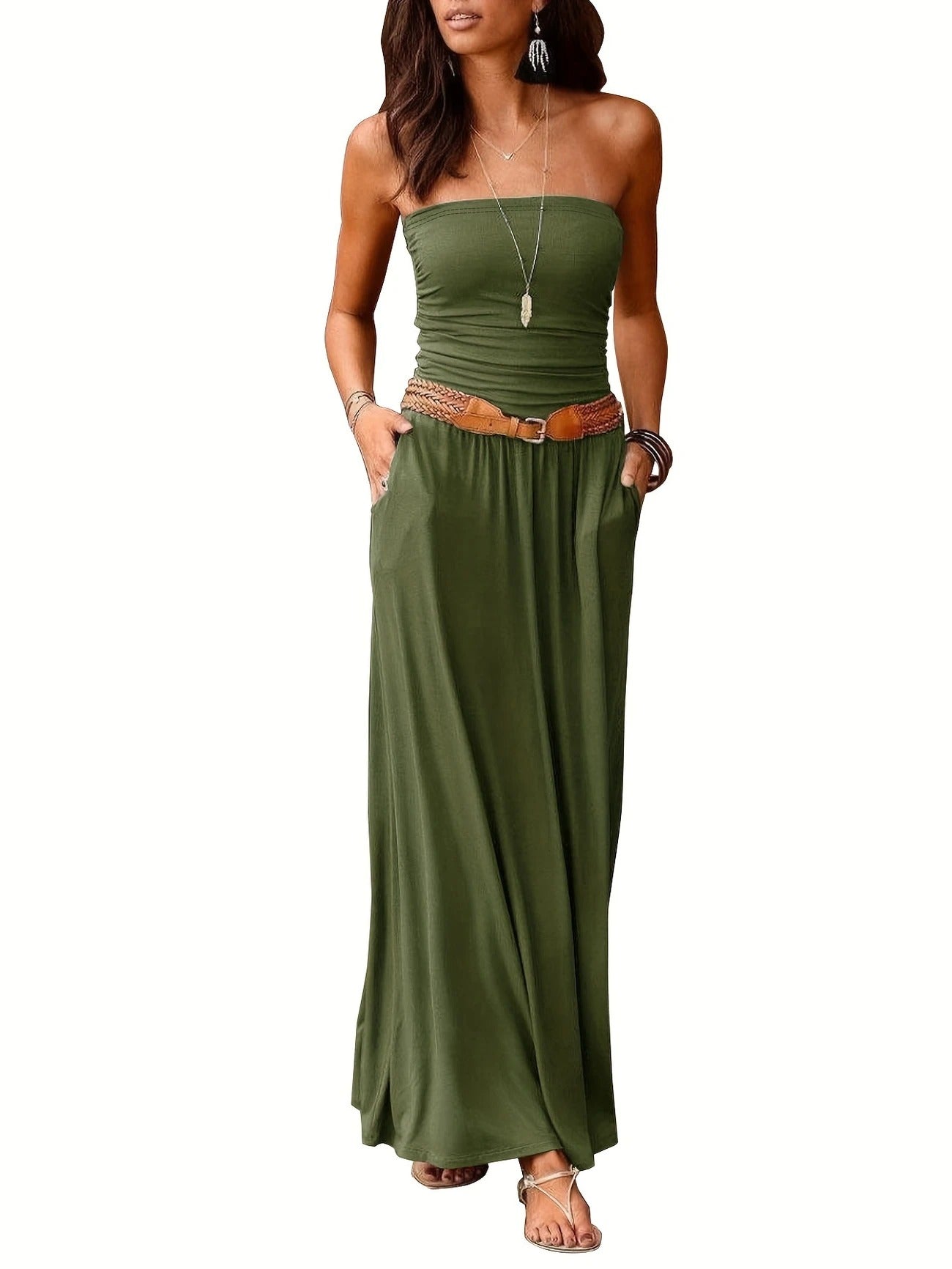 Sunset Strapless Pocketed Maxi Dress