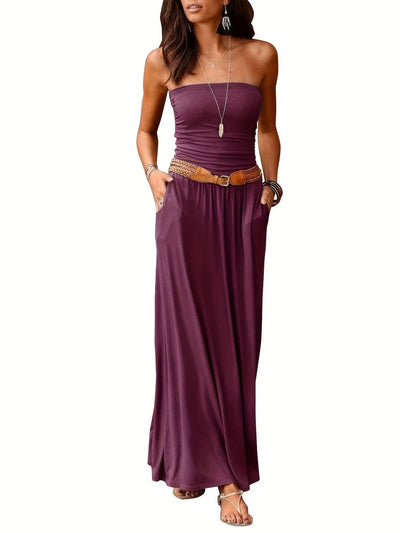 Sunset Strapless Pocketed Maxi Dress
