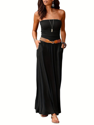 Sunset Strapless Pocketed Maxi Dress