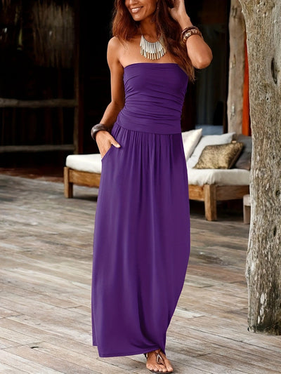 Sunset Strapless Pocketed Maxi Dress