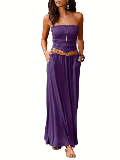 Sunset Strapless Pocketed Maxi Dress