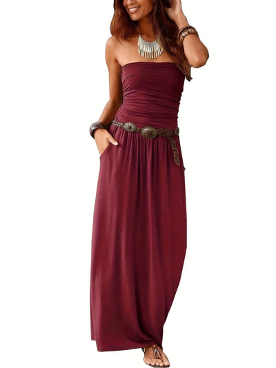Sunset Strapless Pocketed Maxi Dress