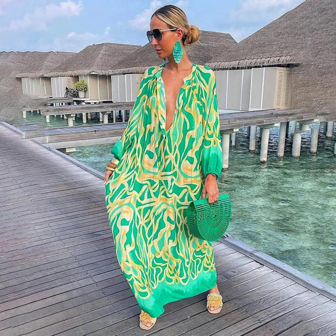 Sunset Mirage Abstract Flow Maxi Dress