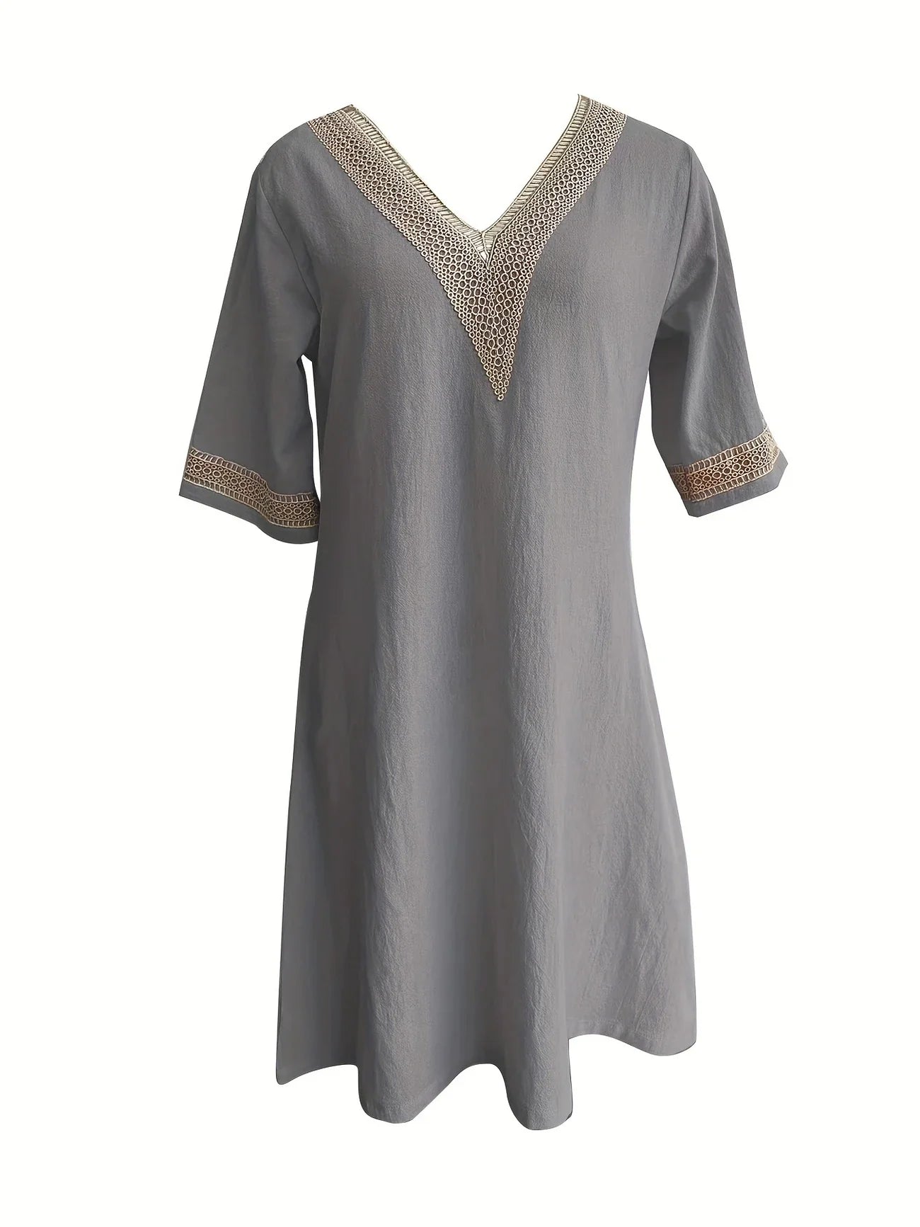 Sunset Mirage Embroidered V-Neck Mini Dress