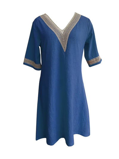 Sunset Mirage Embroidered V-Neck Mini Dress