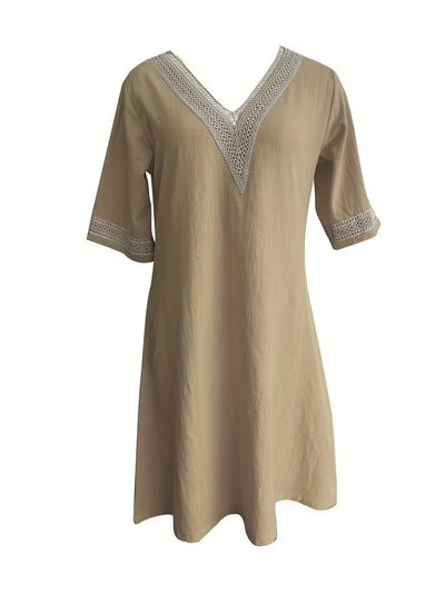 Sunset Mirage Embroidered V-Neck Mini Dress