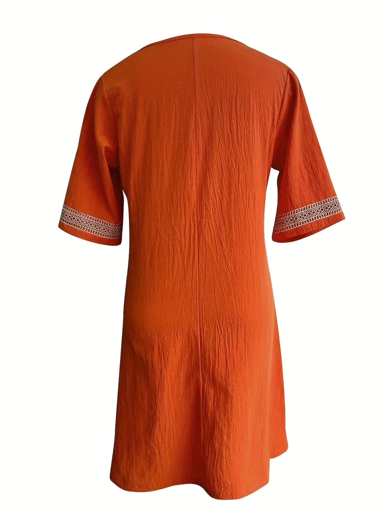 Sunset Mirage Embroidered V-Neck Mini Dress