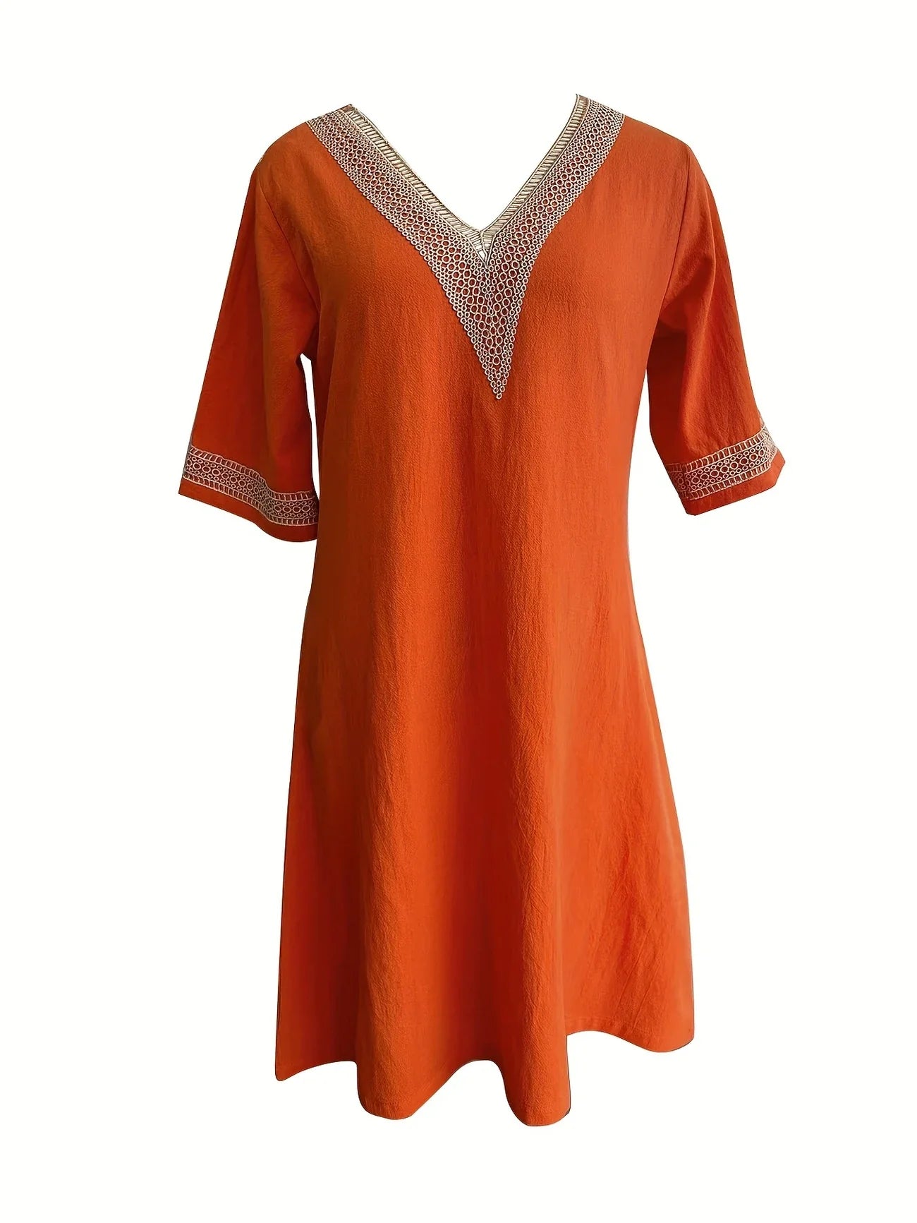 Sunset Mirage Embroidered V-Neck Mini Dress