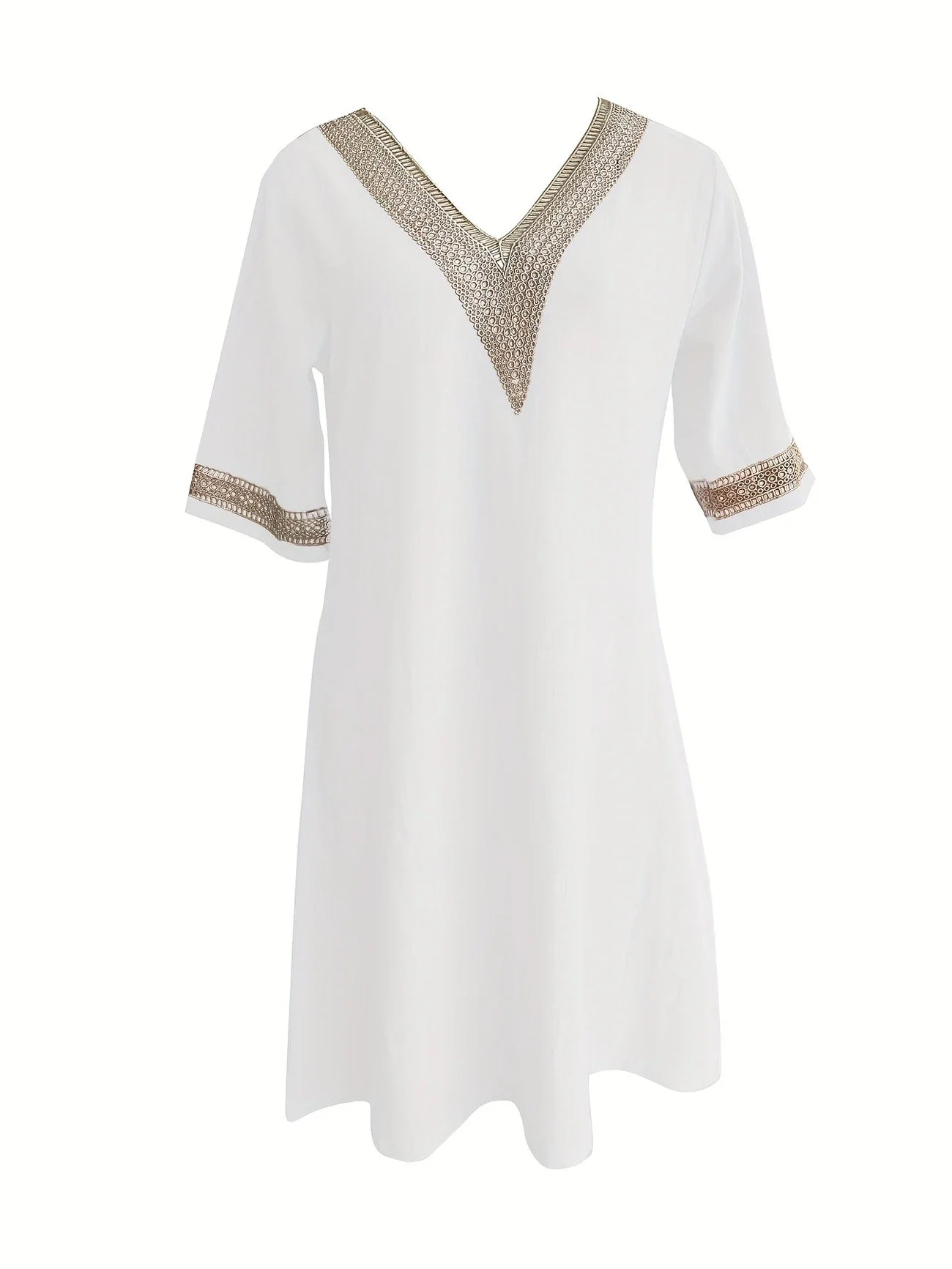 Sunset Mirage Embroidered V-Neck Mini Dress