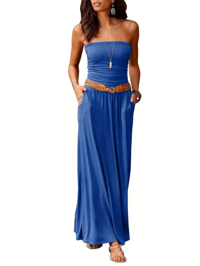 Sunset Muse Ruched-Bodice Maxi Dress
