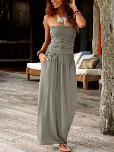 Sunset Muse Ruched-Bodice Maxi Dress