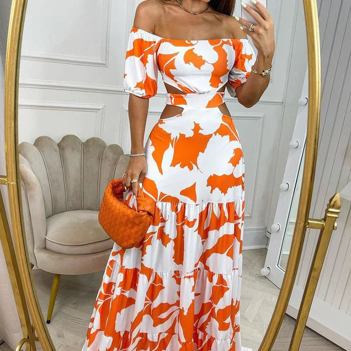 Sunset Whimsy Cut-Out Maxi Dress