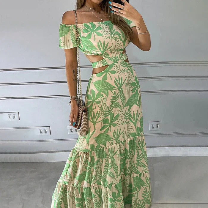 Sunset Whimsy Cut-Out Maxi Dress