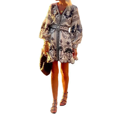 Sunset Whimsy Embroidered Mini Dress