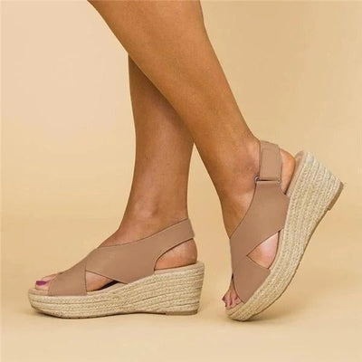 Sunset Breeze Cross-Strap Wedge Sandals