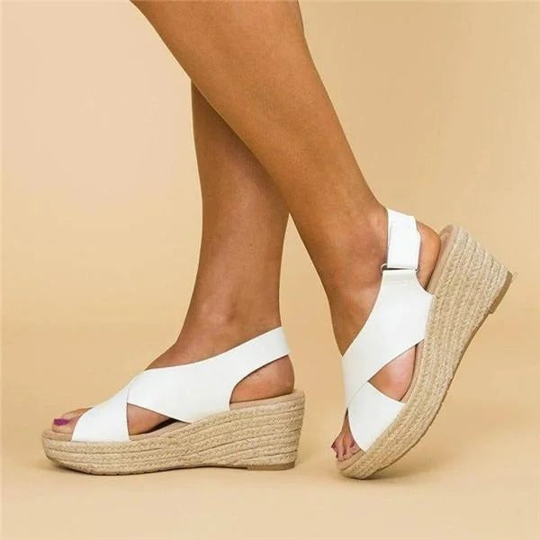 Sunset Breeze Cross-Strap Wedge Sandals