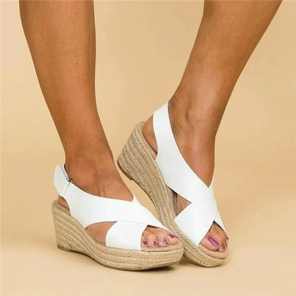 Sunset Breeze Cross-Strap Wedge Sandals