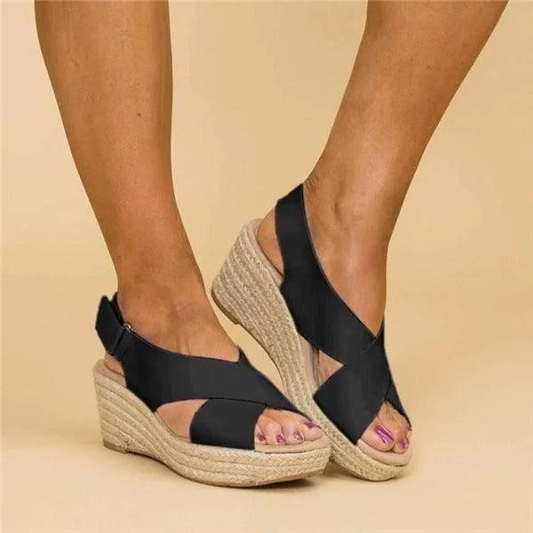 Sunset Breeze Cross-Strap Wedge Sandals